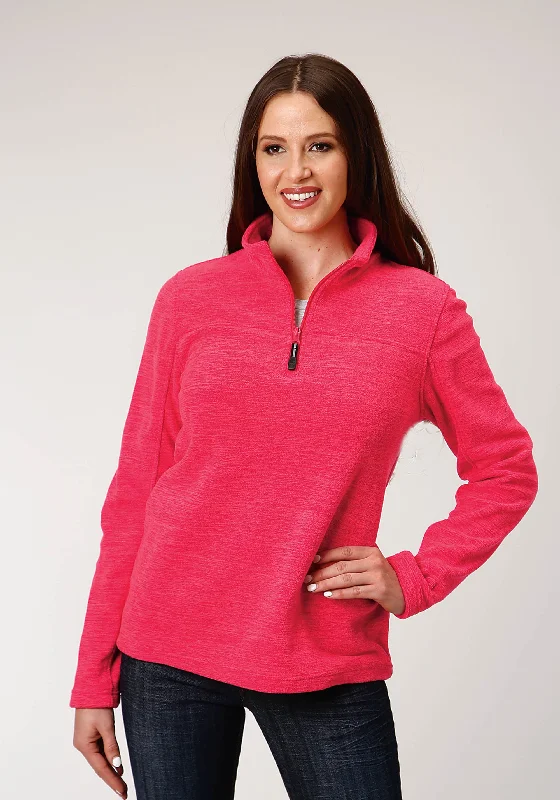 Weekend Flash Sale comfortable winter coatWOMENS MELANGE NEON PINK MICRO FLEECE PULLOVER