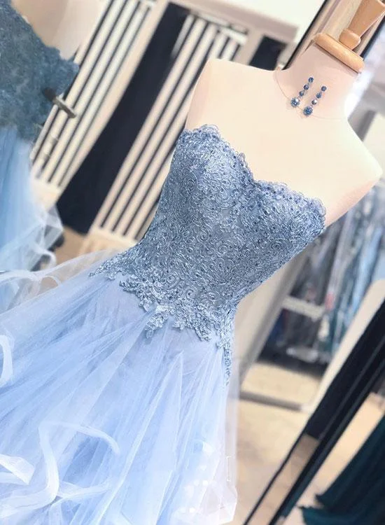 Bonus Savings Gorgeous A Line Sweetheart Appliques Lace Prom Dresses with Ruffles