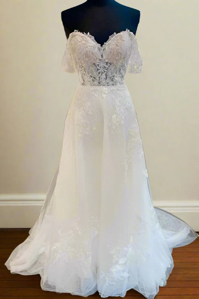 Price Rollback casual shift dressSweetheart Off-Shoulder Tulle A-Line Sheer Appliques Long Wedding Dress Price Rollback casual shift dressSweetheart Off-Shoulder Tulle A-Line Sheer Appliques Long Wedding Dress