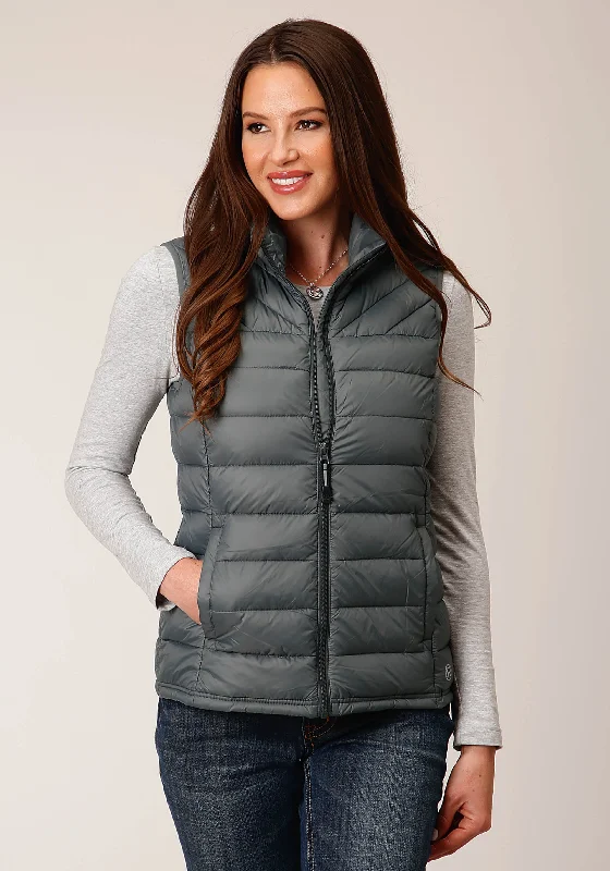 Don't Wait modern outerwearWOMENS DOWN  SLVR SAGE NYLON DOWN PROOF COATED