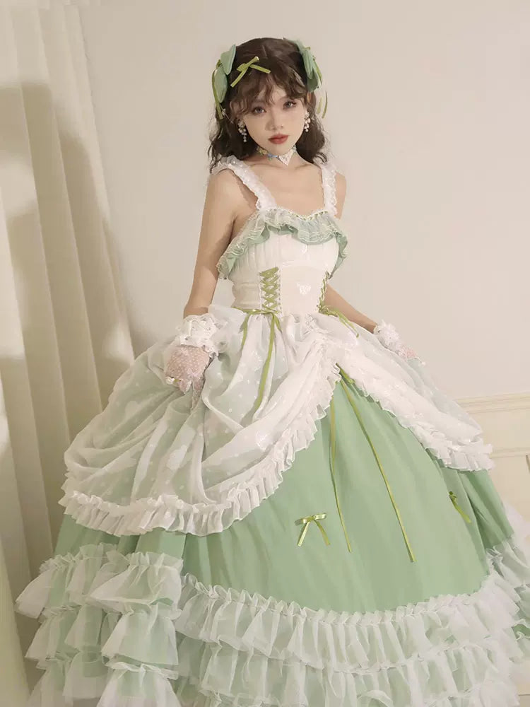 Blowout Deals classic fit-and-flare dressDaydream Whisper~Toting Basil~Plus Size Wedding Lolita Dress Green Bridal JSK