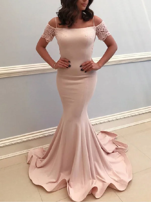 Don't Miss Open Back Prom Dresses with Spaghetti Straps Long Mermaid Backless Lace Prom Dress JKL1512