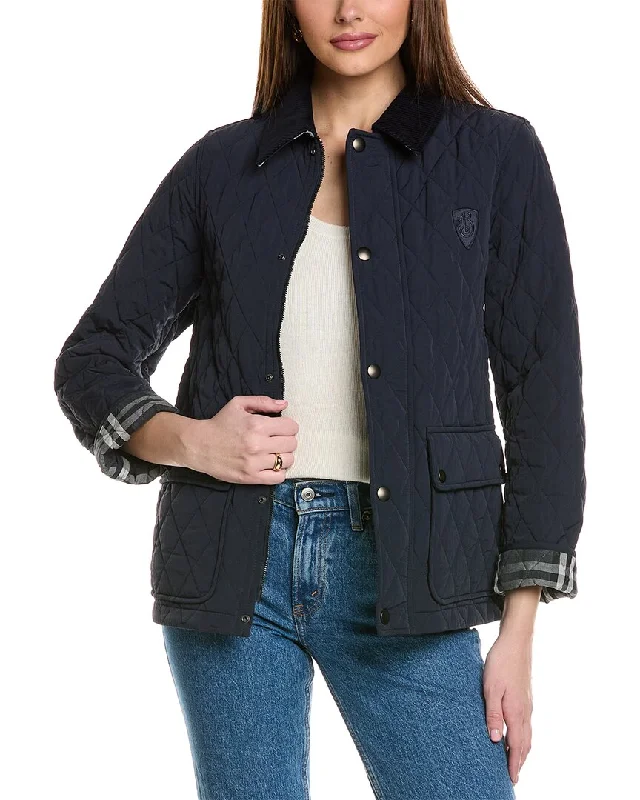 Deal Mania graphic coatBurberry Logo Quilted Jacket