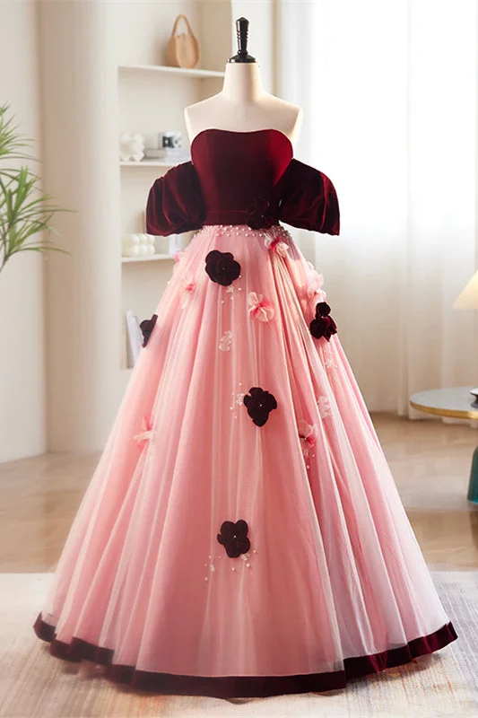 Early Access draped dressBurgundy and Pink Off-the-Shoulder Beaded Appliques Maxi Formal Dress