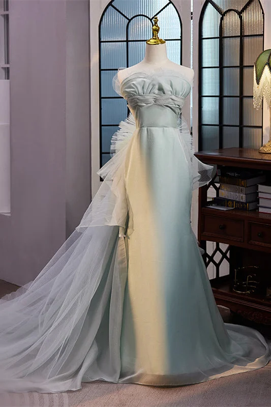 Daily Specials casual midi dressLight Green Mermaid Strapless Floral Empire Long Prom Dress with Train