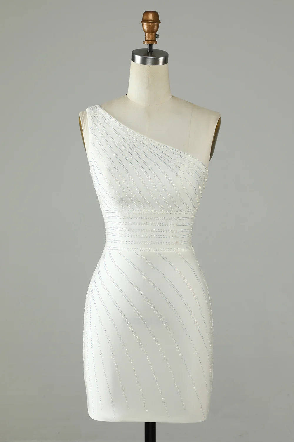 Exclusive Access boho-chic dressGlitter Satin Fitted One Shoulder Beaded Homecoming Dress