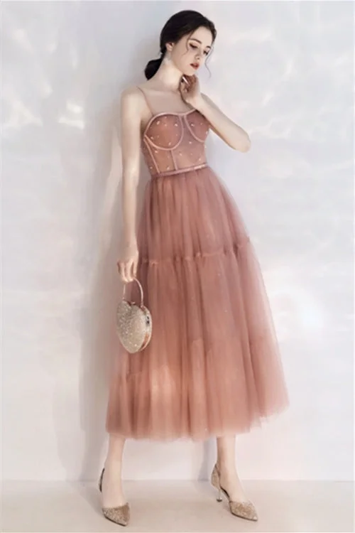 Act Fast boho-chic dressBlush Pink Tulle Tea Length Dress