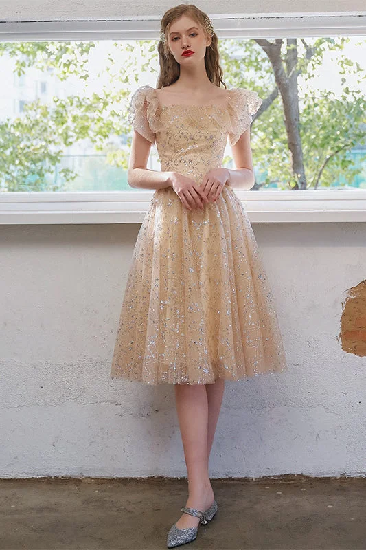 Crazy Deals wrap-around dressSquare Neck Short Champagne Party Dress