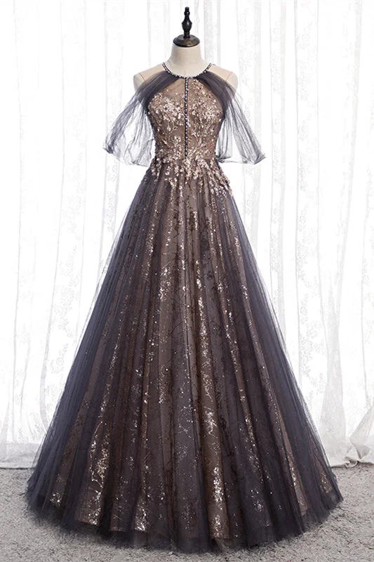 Steals and Deals minimalistic dressDusty Brown Bow Tie Beaded Appliques Off-the-Shoulder Maxi Formal Dress