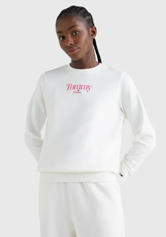 Sale Event comfortable stylish hoodieTommy Jeans Womens Logo Light Sweatshirt, Ecru