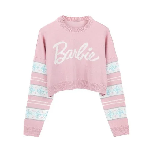 Members Only high-quality hoodiecozy gym sweatshirtBarbie Womens/Ladies Logo Cropped Jumper