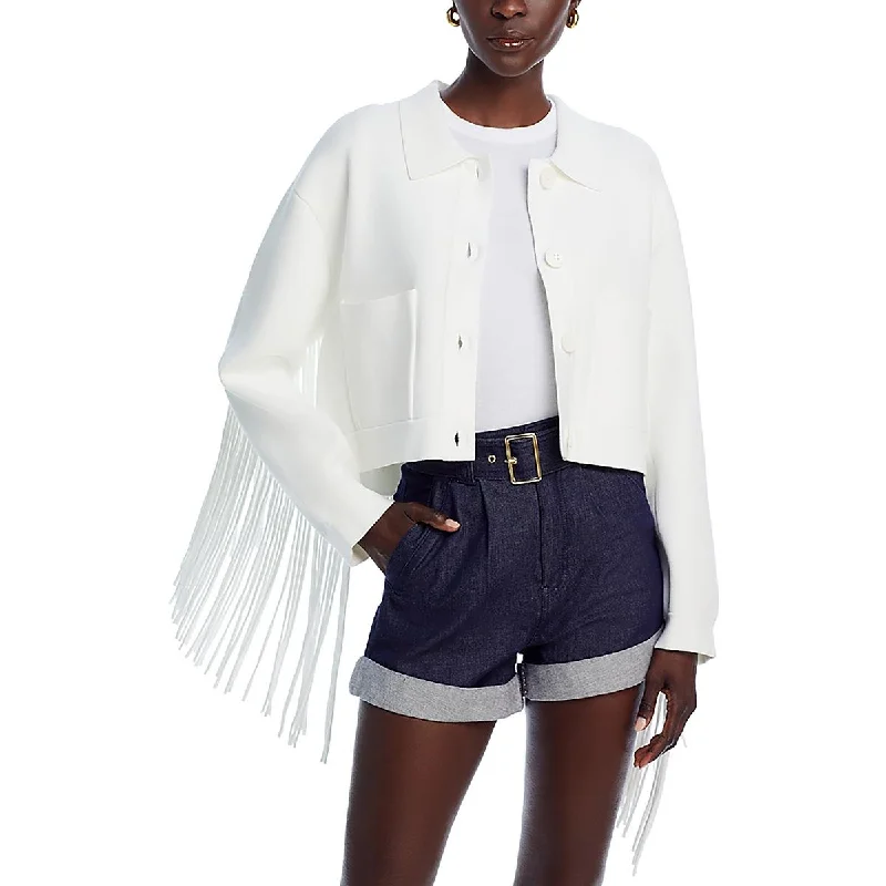 Huge Savings classic zip-up coatWomens Fringe Long Sleeve Shirt Jacket