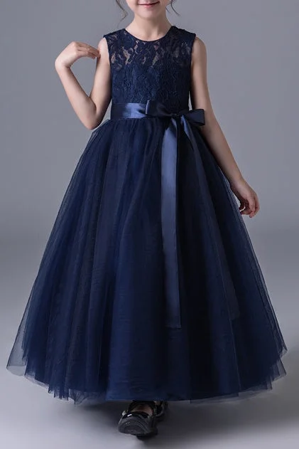 Sneak Peek Sale casual knit dressRound Sleeveless Empire Two Tone Flower Girl Dress