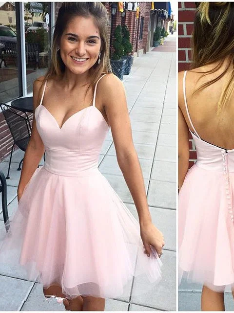 Limited Stock Cheap Homecoming Dresses Spaghetti Straps Simple Short Prom Dress Fashion Party Dress JK843