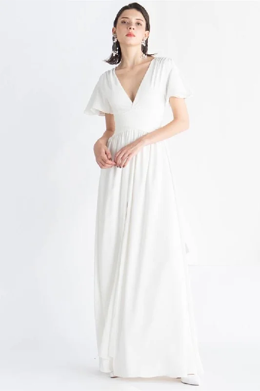Incredible Offers romantic dressWhite Chiffon Long Dress with Slit