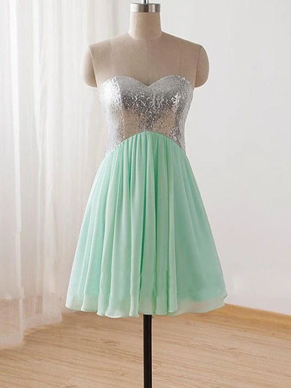Huge Discounts Cute Homecoming Dresses Sweetheart Sage Cheap Short Prom Dress Party Dress JK703