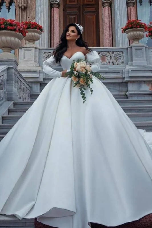 Bargain Blast Off-the-Shoulder Long Sleeves Ball Gown Wedding Dress Online