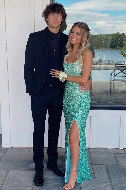 Get It Before It’s Gone summer floral dressTurquoise Sequin Lace-Up Back Long Formal Prom Dress with Slit Y4143