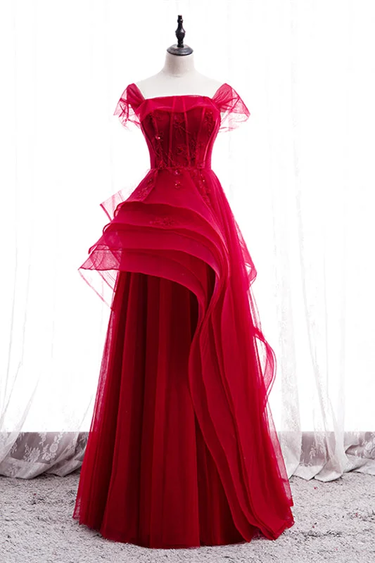 Last Chance draped dressRed Illusion Cap Sleeves Multi-Layers Beaded Appliques Maxi Formal Dress Last Chance draped dressRed Illusion Cap Sleeves Multi-Layers Beaded Appliques Maxi Formal Dress