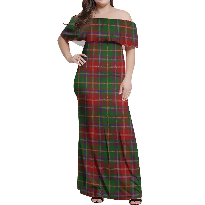 Online Only Somerville Tartan Off Shoulder Long Dress