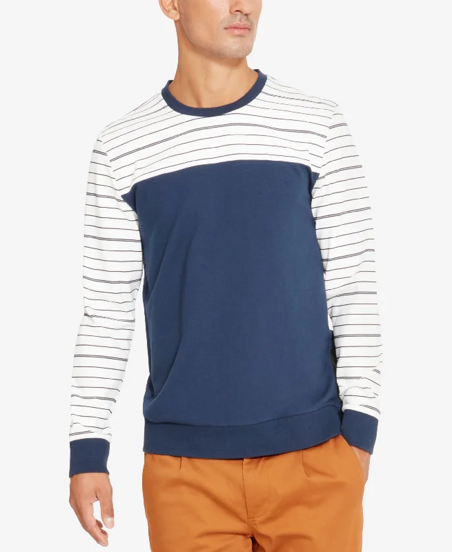 Fantastic Offers chic hoodiemodern athletic hoodieKenneth Cole Reaction Mens Colorblocked Pinstripe Sweatshirt