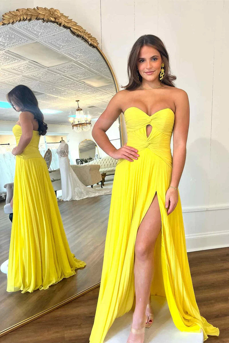 While Supplies Last boho-chic dressCasual Chiffon A-Line Sweetheart Strapless With Side Slit Prom Dress