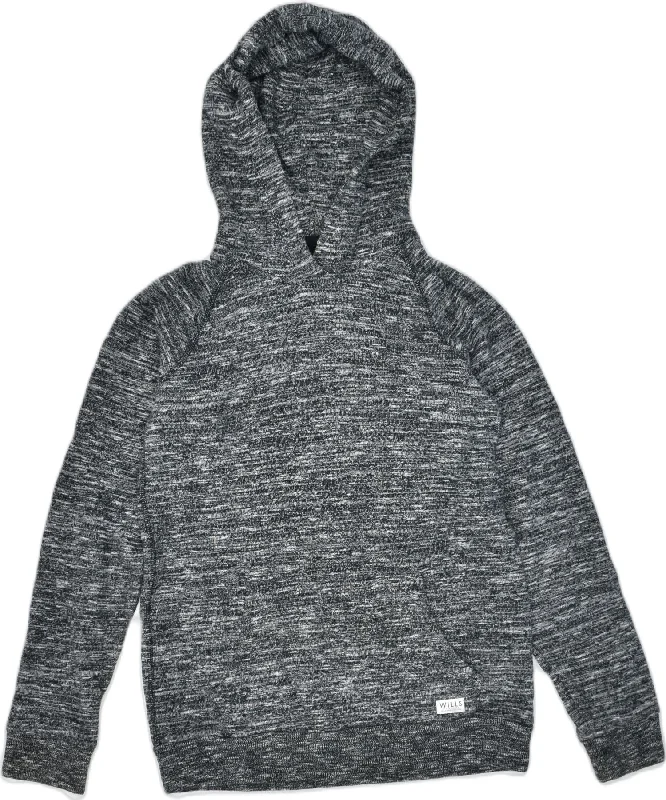 Weekend Deal casual streetwear hoodieJACK WILLS Womens Hoodie Jumper UK 6 XS Grey Flecked Cotton Classic