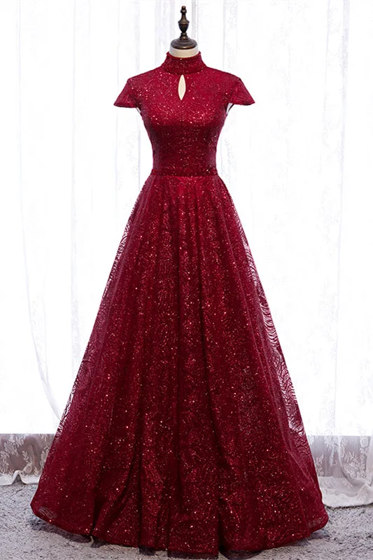Today’s Deal office dressRed A-line High Neck Cap Sleeves Cut-Out Sparkle-Embroidered Maxi Formal Dress Today’s Deal office dressRed A-line High Neck Cap Sleeves Cut-Out Sparkle-Embroidered Maxi Formal Dress