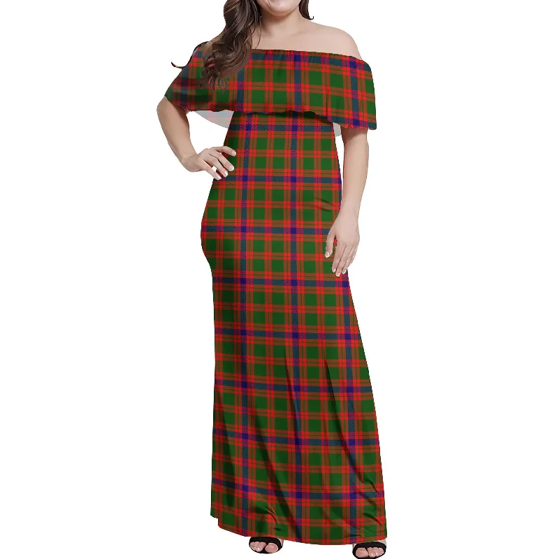 Early Access Skene Modern Tartan Off Shoulder Long Dress