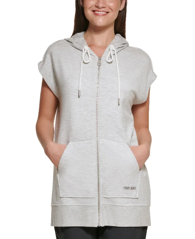 Today’s Deal stylish pullover hoodieathletic casual sweatshirtDKNY Jeans Womens Zip Front Sleeveless Hoodie
