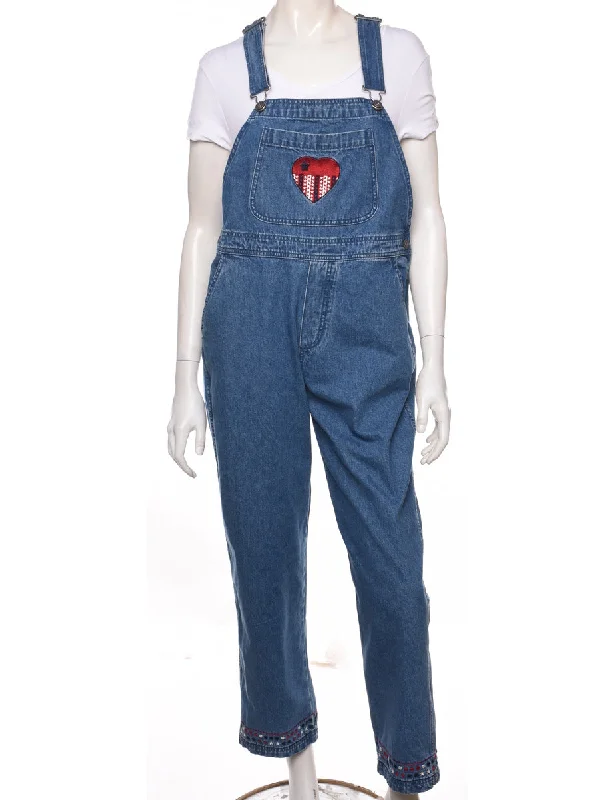 Early Access street style coatMedium Wash Embroidered Dungarees - W36 L29