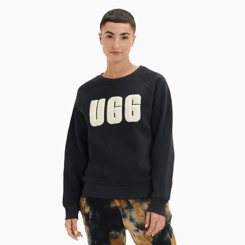 Act Now minimal hoodiesleek gym hoodieWomen's Madeline Fuzzy Logo Crew Neck Sweatshirt