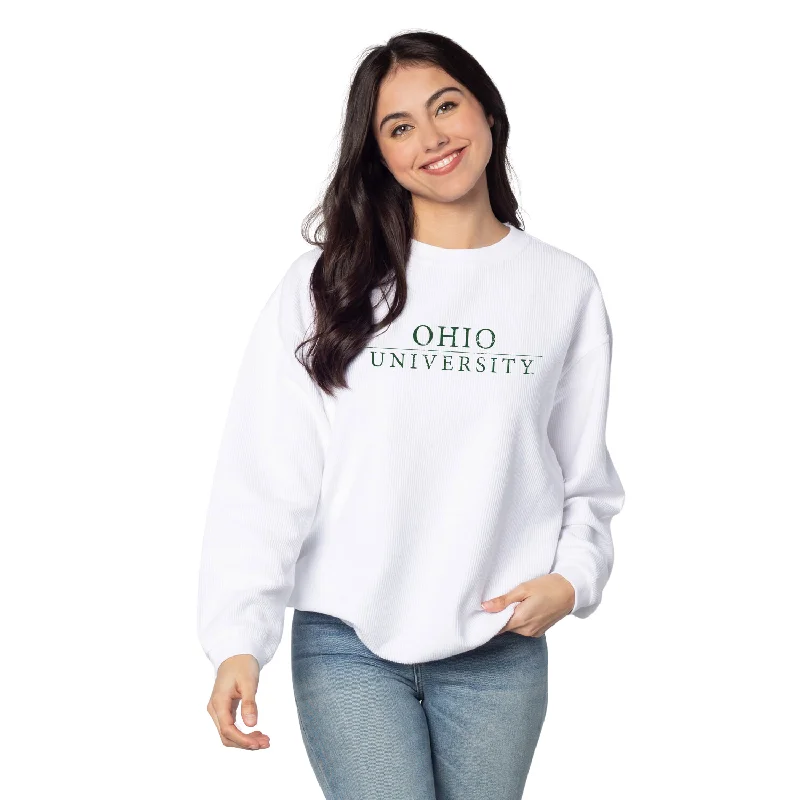 Early Bird Discount athletic hoodieloose fit sports sweatshirtOhio Bobcats Women's Chicka-D Distressed Corded Crew