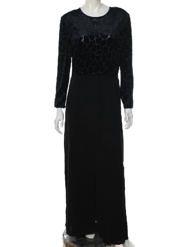 Value Deals graphic coatBlack Flared Leg Devore Design Jumpsuit - L