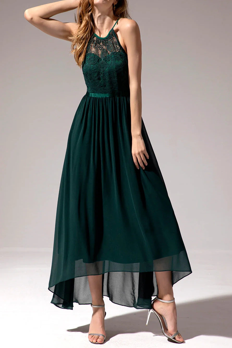 Seasonal Clearance bohemian dressRound Sleeveless Two Tone Appliques Bridesmaid Dress