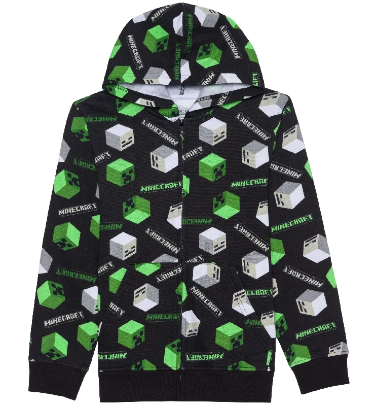 Overstock cool hoodieeco-friendly sports hoodieHybrid Big Boys Regular Fit Minecraft Fleece Full Zip Hoodie