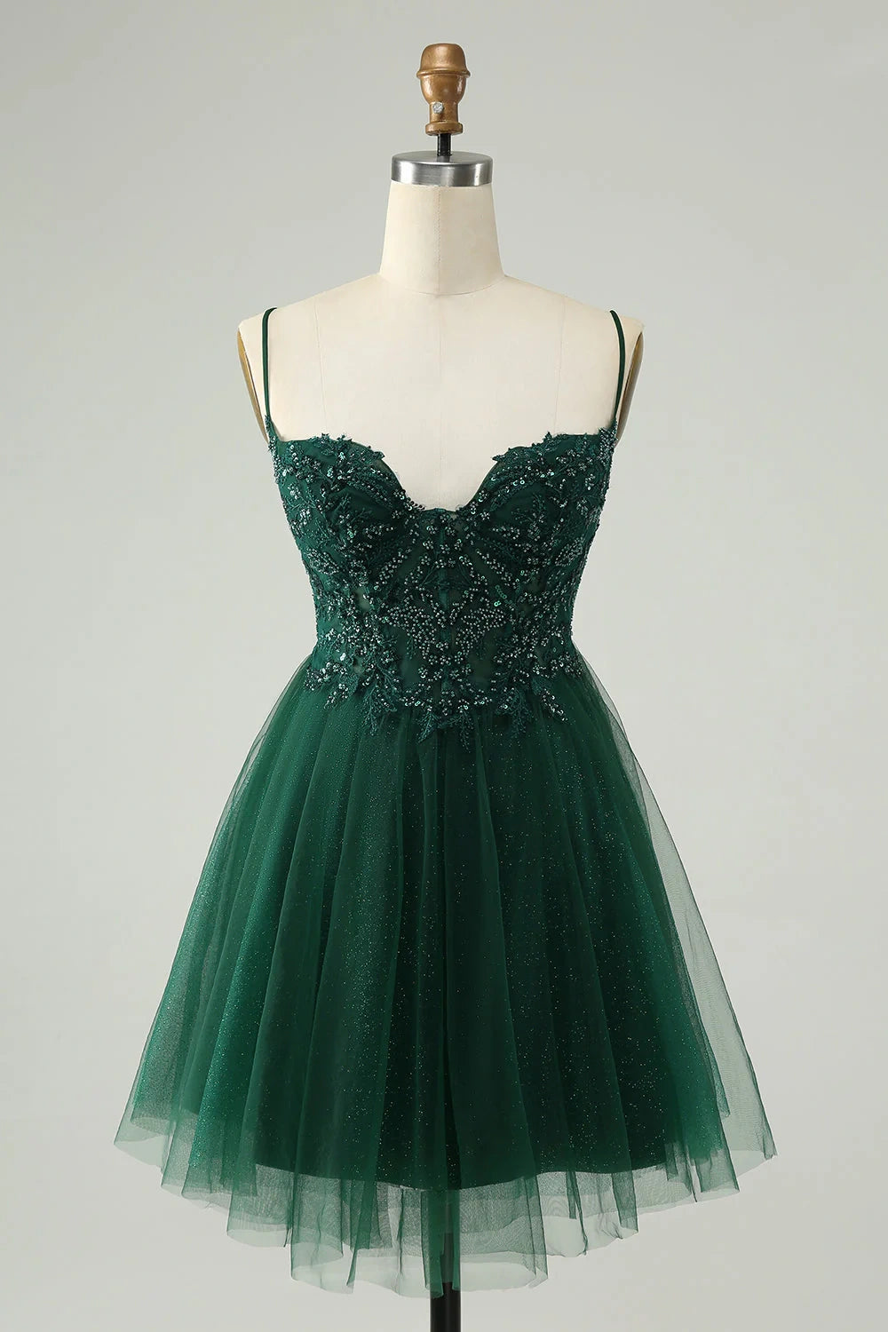 Exclusive Savings off-the-shoulder dressSpaghetti Straps Tulle A-Line Sleeveless Appliques Homecoming Dress