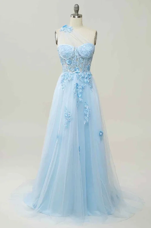 Weekend Flash Sale stylish dressA-line Strapless Tulle Applique Long Prom Dress