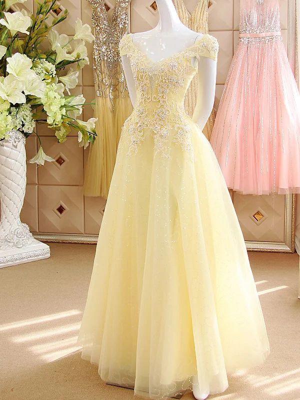 While Supplies Last Chic Prom Dresses A-line Floor-length Sexy Prom Dress Tulle Evening Dress JKL509