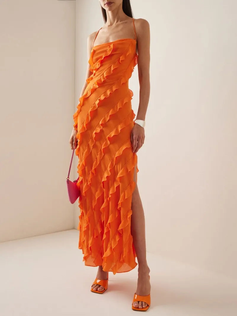 Final Clearance contemporary trench coatElegant Pretty Women's Long Dresses 2023 Autumn Solid Strapless High Waist Backless Ruffles Bandage Formal Evening Party Dress