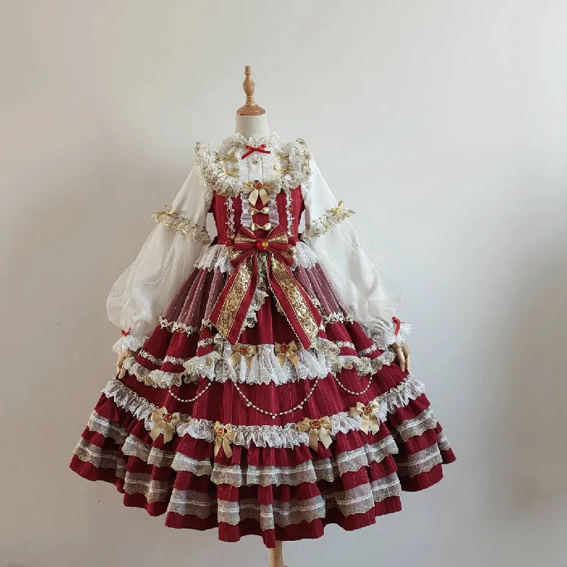Doorbuster Deal pleated dressFishing boss~Elegant Lolita Flounce Hemline Princess Dress Multicolors