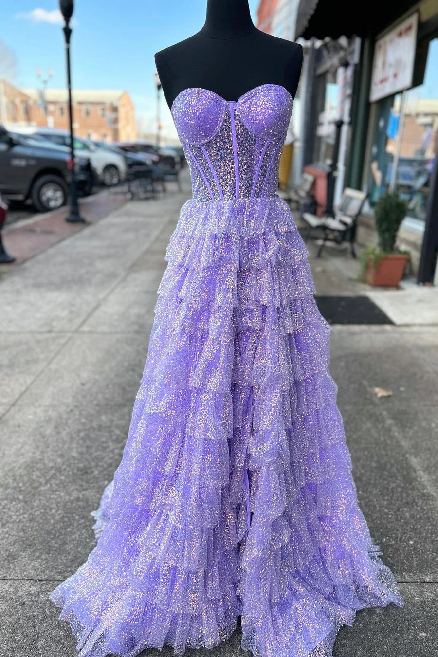 Unmissable Offer evening dressGlitter Sweetheart Strapless Empire With Side Slit Prom Dress