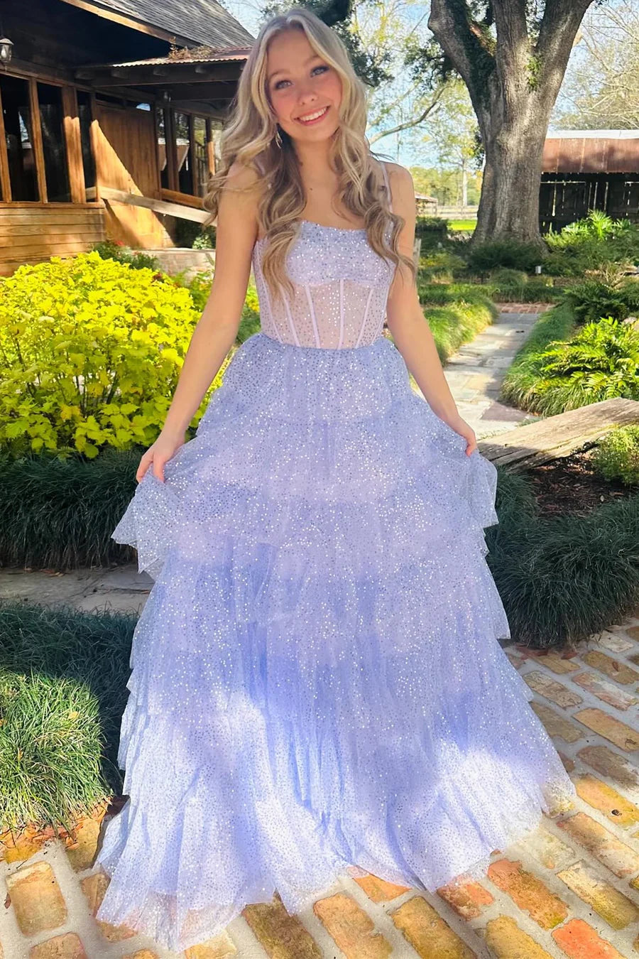 Doorbuster Deal tiered dressTulle A-Line Strapless Sheer Empire Tulle A-Line Prom Dress