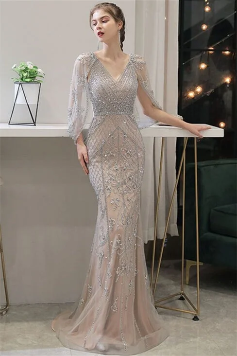 Today's Special flowy dressBeaded Mermaid Long Evening Dress