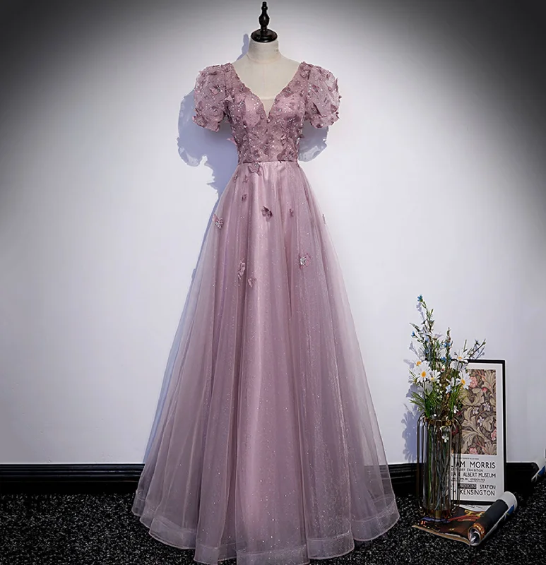 Fantastic Deals sophisticated dressPink tulle sequins long prom dress pink evening dress s61