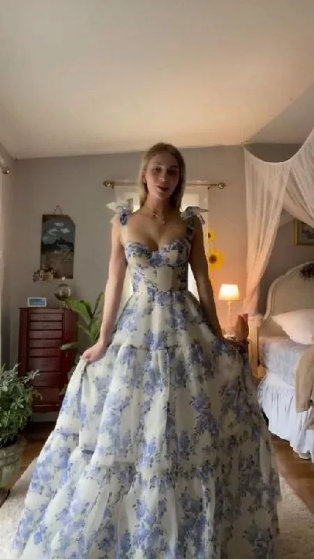 Buy More, Save More stylish party dressBeautiful Floral Print Chiffon Long Prom Dresses Evening Dress Y96
