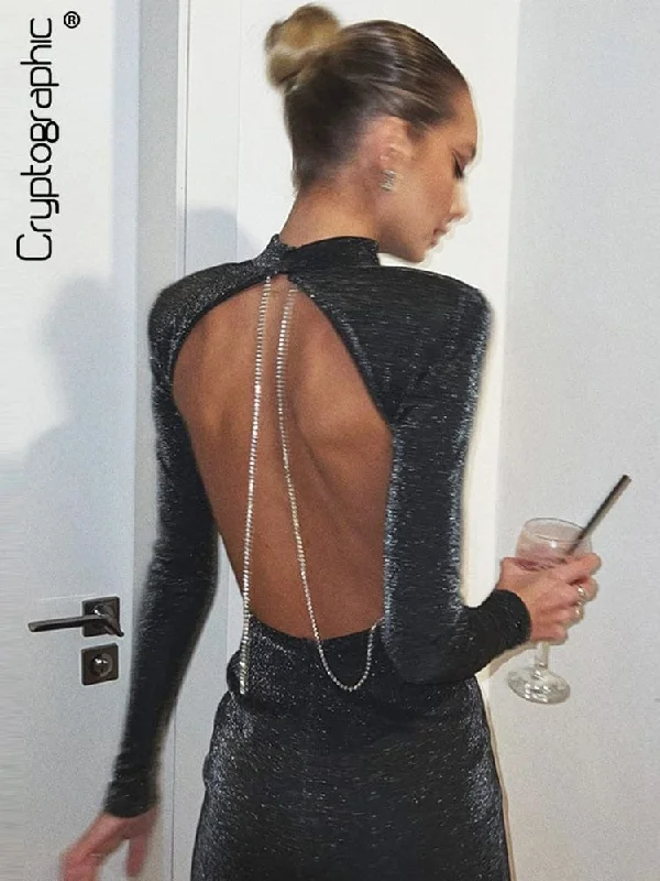 Super Bargain cold weather coatCryptographic Sexy Backless Chain Glitter Party Dress for Women Clothes Vestido Elegant Outfits Autumn Long Sleeve Mini Dresses Super Bargain cold weather coatCryptographic Sexy Backless Chain Glitter Party Dress for Women Clothes Vestido Elegant Outfits Autumn Long Sleeve Mini Dresses