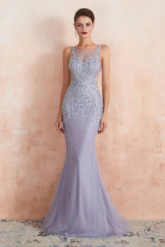 Massive Deals wool dressLuxury Lavender Mermaid Long Evening Dress