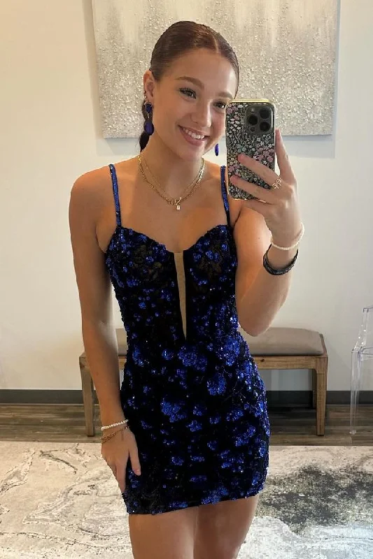 Discount Deals casual summer dressCute Bodycon Straps Royal Blue Sequins Short Homecoming Dresses Discount Deals casual summer dressCute Bodycon Straps Royal Blue Sequins Short Homecoming Dresses