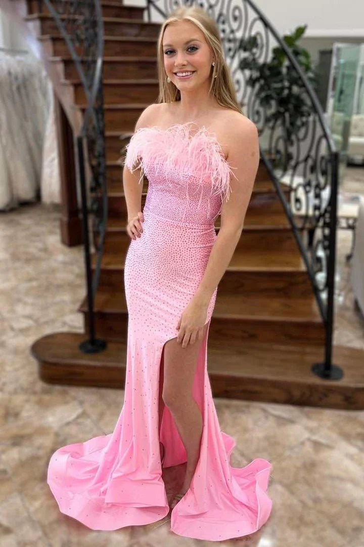 Reduced Prices chic dressTrumpet Strapless Empire With Side Slit Sequins Prom Dress